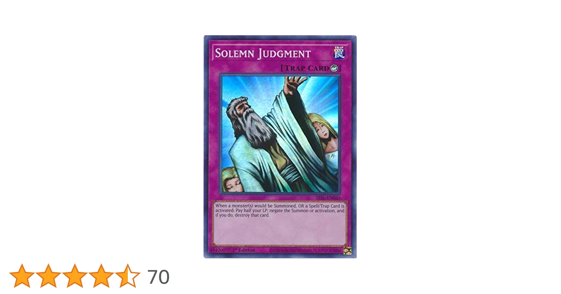 遊戯王カード外国語版　SOLEMN JUDGMENT yugioh Solemn Judgement LCJW-EN182 1st Ed Secret Rare Near