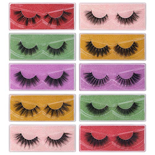 3D False Eyelashes 10 Styles Mixed False Lashes Pack,10-15mm Eyelashes Natural Look individual package 10 Pairs