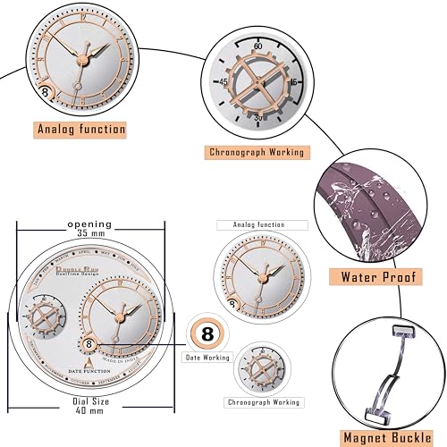 Image of DOUBLERUN Chonograph Date Function Analoge Silicone Magnetic Belt Watch for Men, Series S-170-48