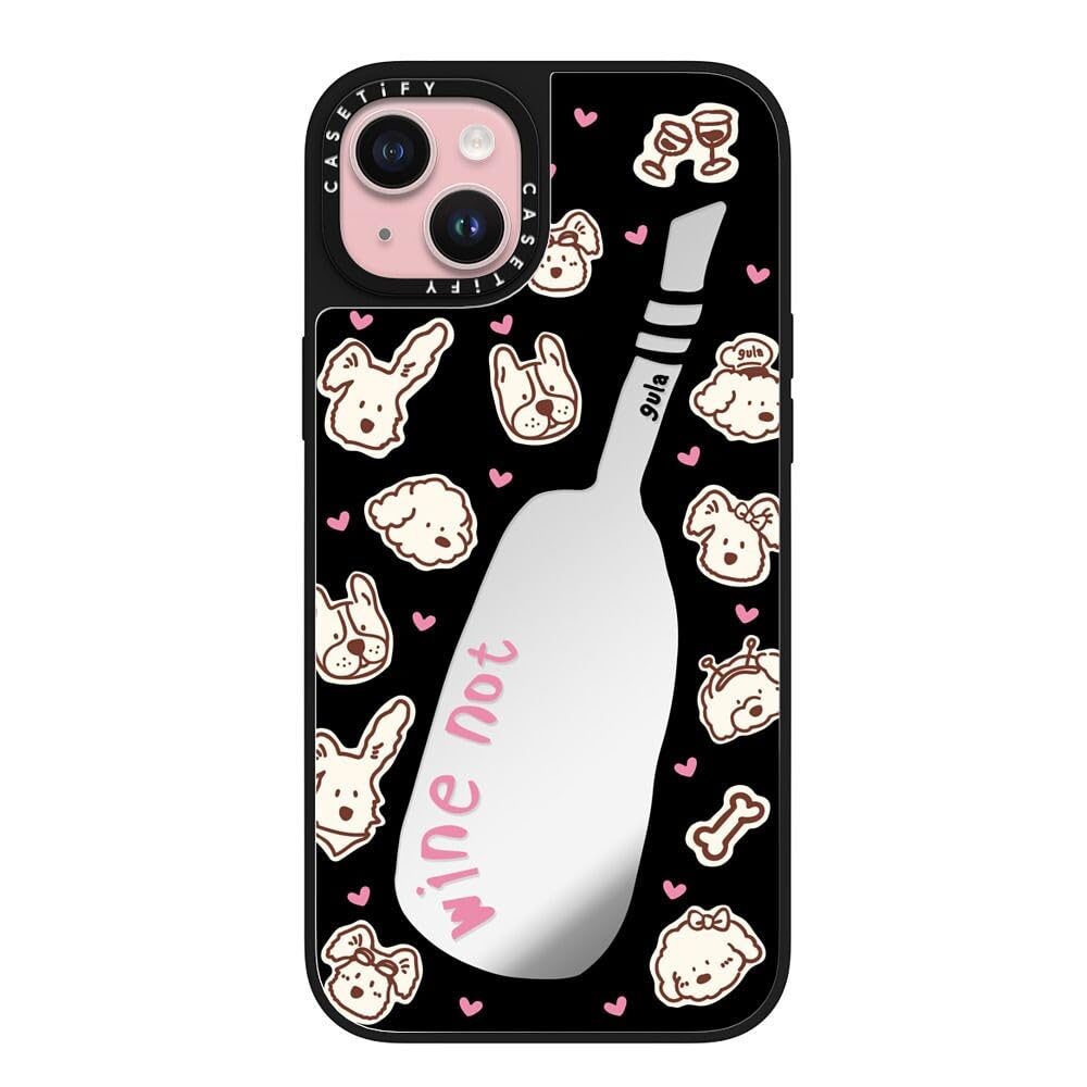 Coque miroir iPhone 15 Plus CASETiFY luxe argent sur noir