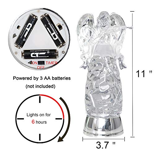 DRomance LED Light Up Angel Figurine Battery Operated with 6H Timer, Tricolor Changing Swirling Glitter Angel Water Lamp Christmas Home Decoration Snow Globe(11 Inches, Violin) - Thumbnail 5