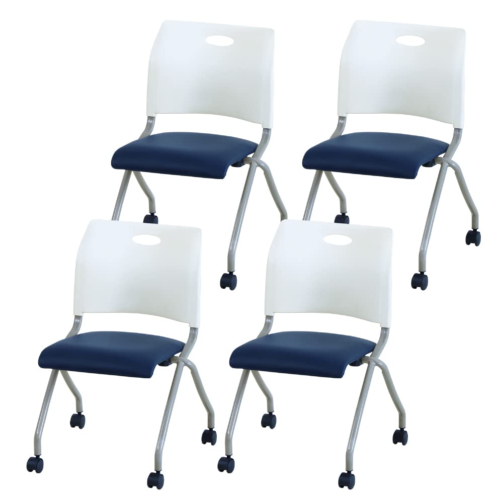 椅子　（7点中4点目） Amazon | 折りたたみ椅子 パイプ椅子 ミーティングチェア 会議椅子 4脚