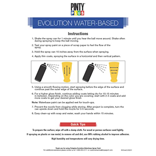 Pintyplus Water Based Spray Paint, 11Oz. Greenguard Gold Certified, Low Gwp Propellant, Low Odor, Matte Varnish Spray Paint. Wood, Metal, Glass, Ceramics, Terra Cotta, Plastic #TOP2