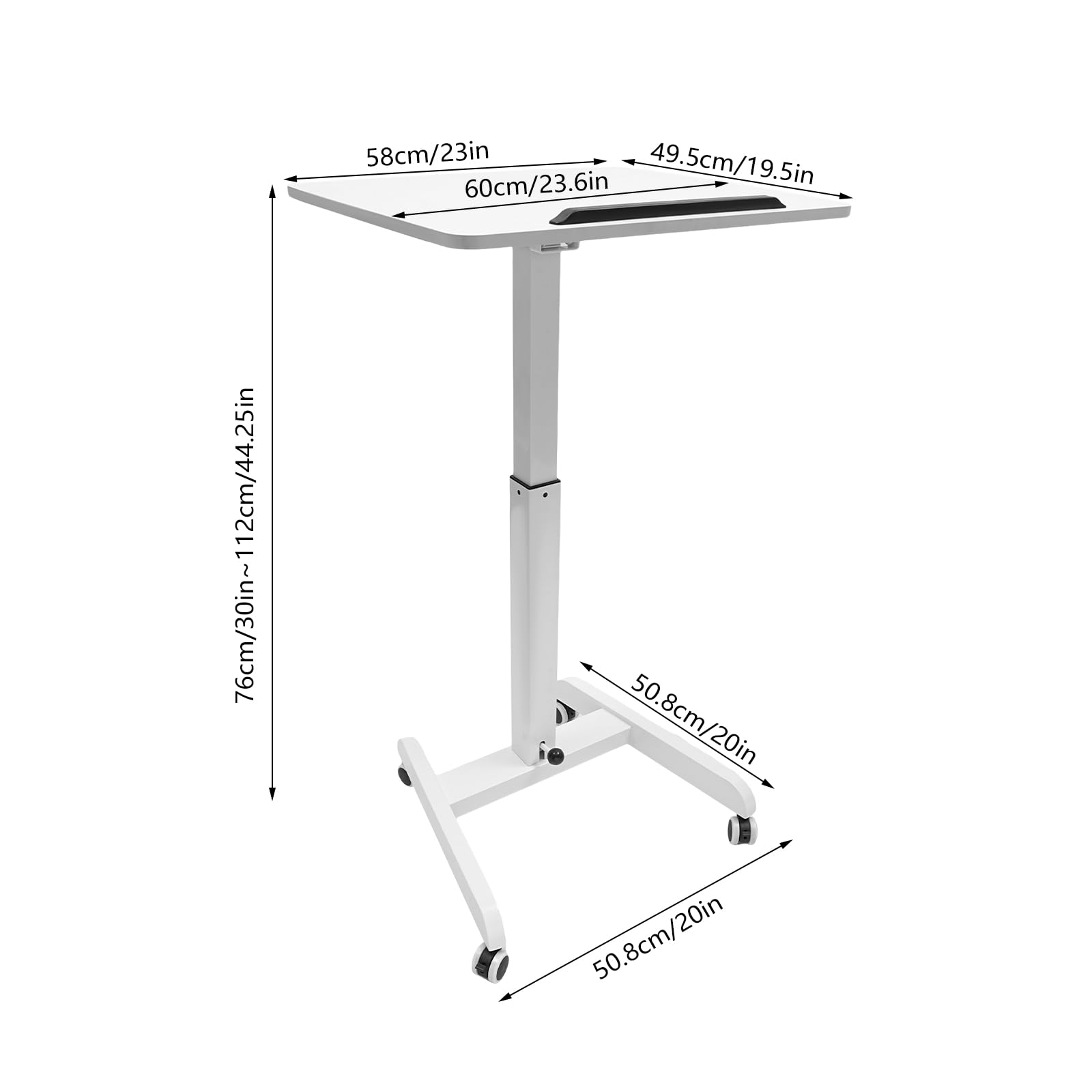 Adjustable Rolling Desk Mobile Standing Desk Height Adjustable Laptop Table with Locking Wheels 28-42 5 Inch Height Range — view 3