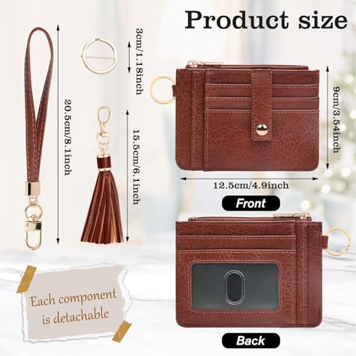 Image of KNGITRYI Small Wristlet Wallets for Women RFID Credit Card Holder Wallet Keychain Wristlet Wallet Credit Card Wallets for Women (Dark Brown)