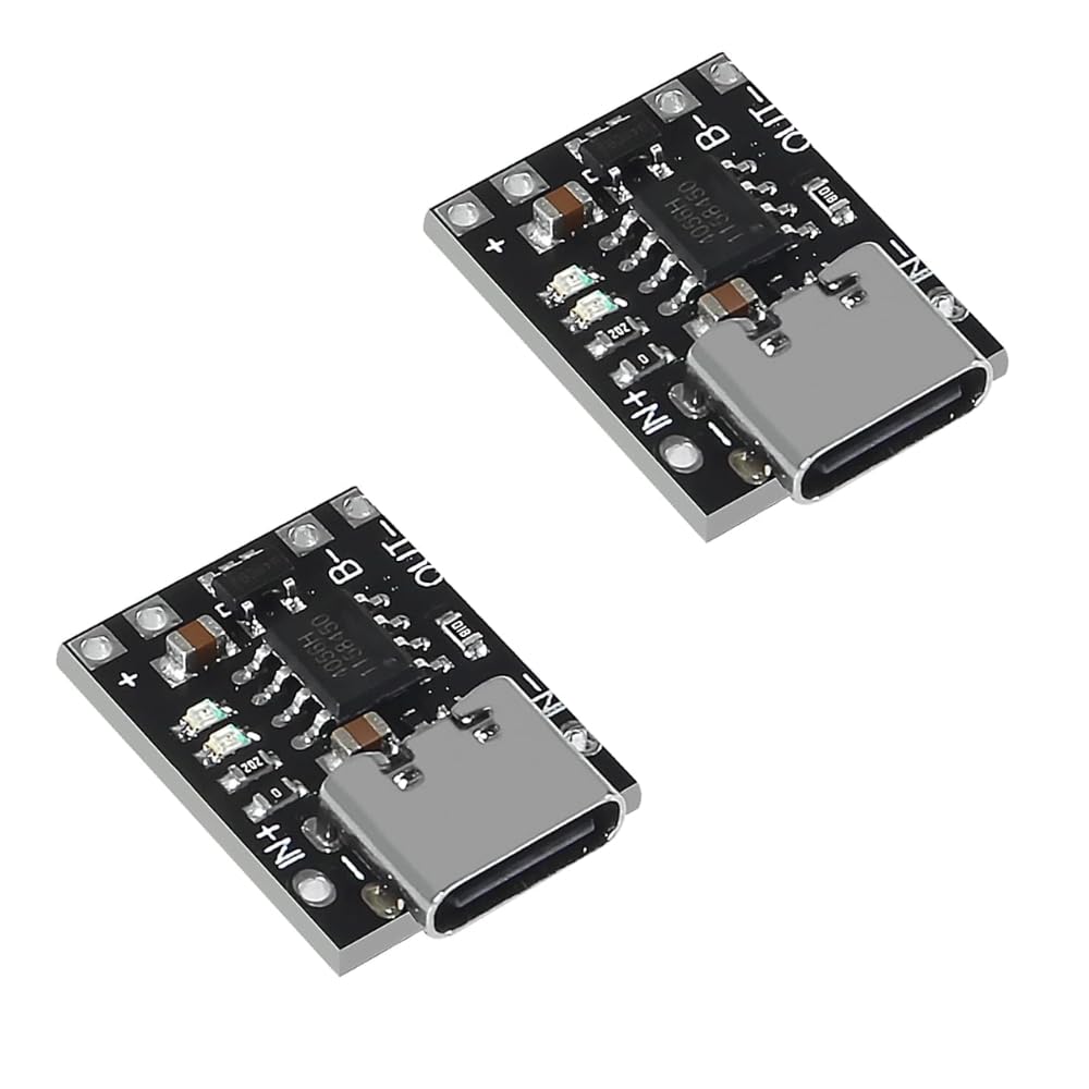 Hexonix Mini USB Type C 3.7V Lithium Battery Charger Board 4.2V Charging Module with Protection Circuit and LED Charge Indicators (Pack of 2)-picture-43