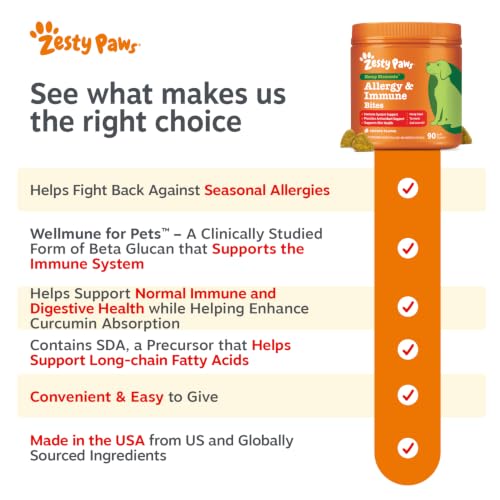 Image of Zesty Paws Hemp Dog Allergy Chews - Dog Allergy Relief, Cheese, 90 Ct