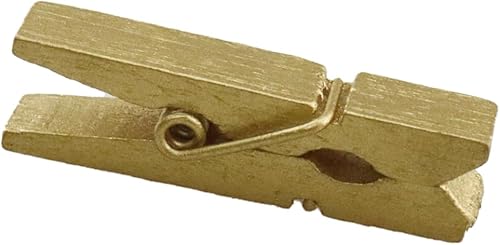 Miniatura 10 de HEEHEE 100 pinzas doradas de 1 pulgada para la ropa, pequeños alfileres de ropa, textura natural, clips de madera para paquetes de alimentos, clips