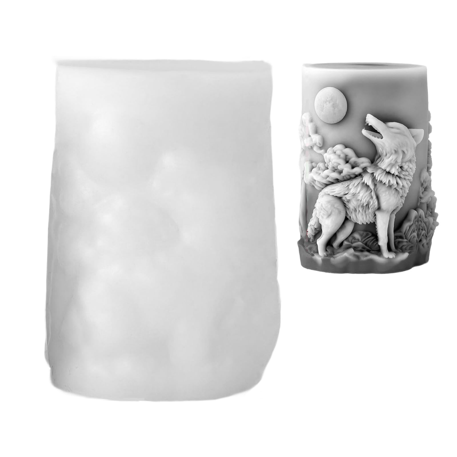 ZEPFJHE Detailed 3D Wolf Cylinder Silicone Mold Homemades Soap Making for Creative and Personalize Gift Epoxy Resin