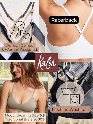 Kalon Women’S 4 Pack Racerback Sports Bralette Seamless Wireless Comfort Bra thumb #5