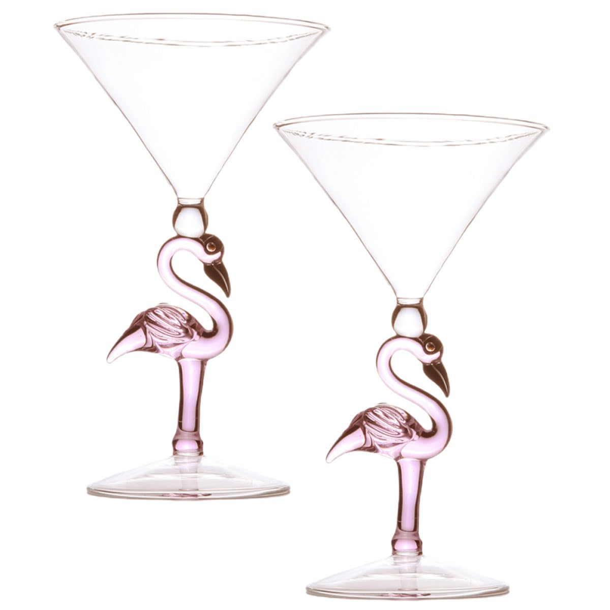 DOITOOL Copas de Vino Rosa Diseño de Flamenco Juego de 2 de Vidrio Resistente al Desgaste de 200 Ml para Fiestas y Restaurantes