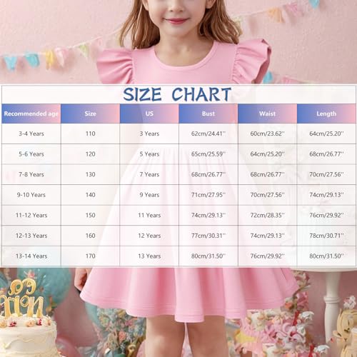 Girl's Summer Sundress Fashion Striped Color Block Ruffle Flutter Sleeve Dress Pleated A Line Midi Dresses3