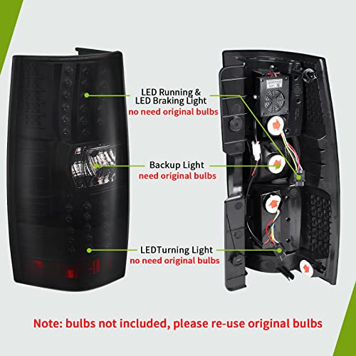 Autosaver88 Led Taillights Tail Lights Compatible With Chevy Suburban 2007-2014 / Chevy Tahoe 07-14 Black Smoke Replacement Tail Lamps Assembly (Do Not Fit Barn Door Models) #TOP1