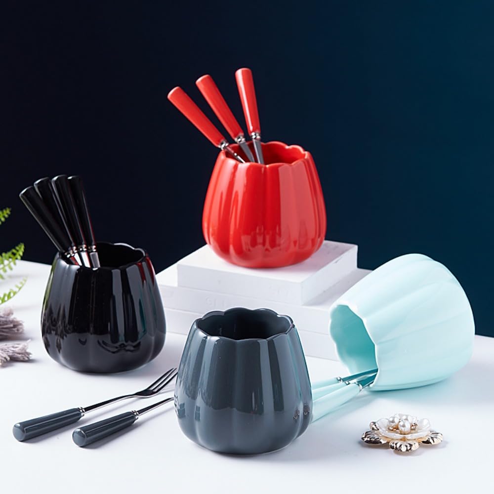 (12 Stück) Edelstahl Obst Gabel Set Licht Luxus Keramik Vorratsglas Pick Haushalt Wassermelone Löffel