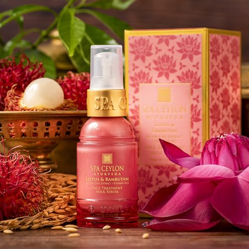 SPA CEYLON Lotus & Rambutan Face Treatment Milk Serum | Renewing Skin Serum | Skin Repair Serum for Sensitive Skin | 30ml