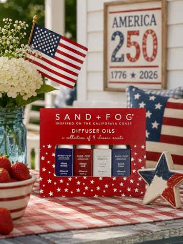 Image of Sand + Fog Diffuser Oils Gift Set, 4 Pack, 0.33 fl oz Each (Clean Waves, Cherry, Vanilla, Beach Linen)