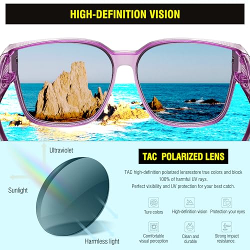 Image of DUCO Fit Over Sunglasses for Men Women Wear Over Glasses Retro Wrap Around Polarized Sun Glasses UV400 Protection DC8981