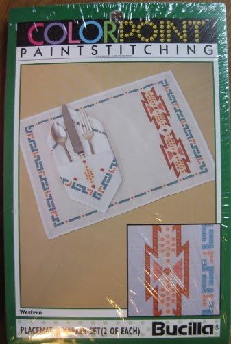 Bucilla Colorpoint Paint Stitching Placemat & Napkin Set Western #63638