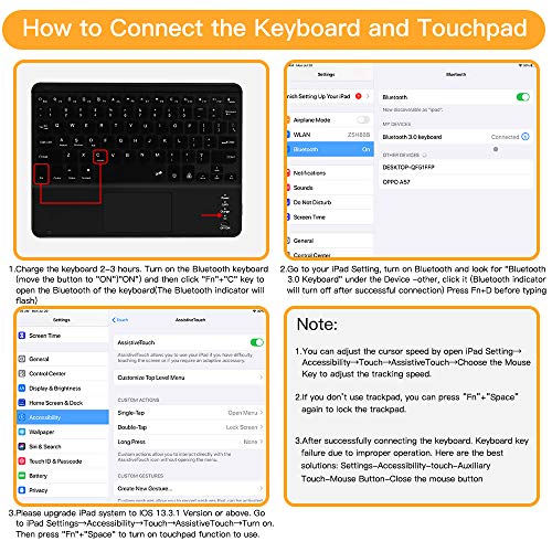 iPad 10.2 7th Generation Backlit-Keyboard Case 2019 - JUQITECH Smart Case with Touchpad Wireless Keyboard for iPad 7th Gen Magnetic Detachable Rechargeable Keyboard Cover with Pencil Holder, Rose Gold