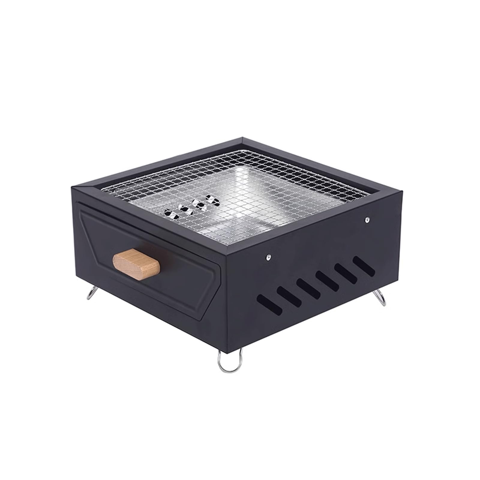 Przenośny Grill Na Węgiel Drzewny Kwadratowy Grill Stołowy Metalowy Mały Grill Grill Ogrodowy Wędzarnia/Black