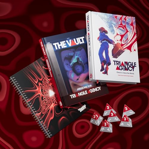 Image of Modiphius Entertainment: Triangle Agency: Normal Briefcase Collection - RPG Box Set, 3 Books & 6 Dice, Core Rules, Missions, Content, Roleplaying Game