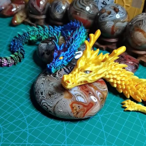 Image of 3D Printed Dragon, 3D Printed Crystal Dragon, Home Office Desktop Decoration Fish Tank Landscape, car Decoration, (Yellow greeen, 12 inches)