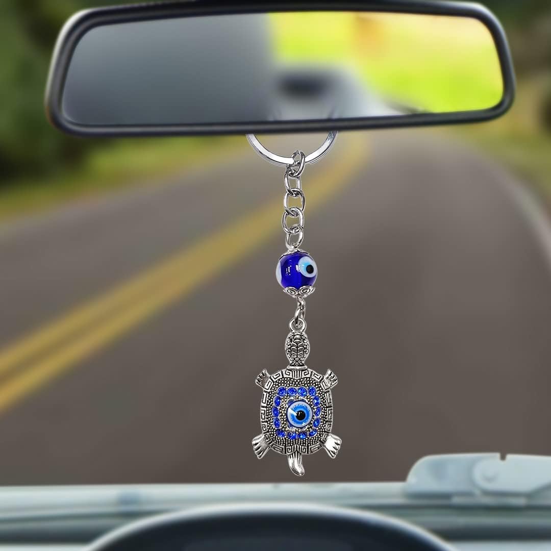 Evil Eye Keychain for Bike Car Keys Travel Bag School Bags | Evil Eye Tortoise Key Chain Gifts for Women Men | Lucky Turtle Keychains for Home with Key Ring Anti-Rust