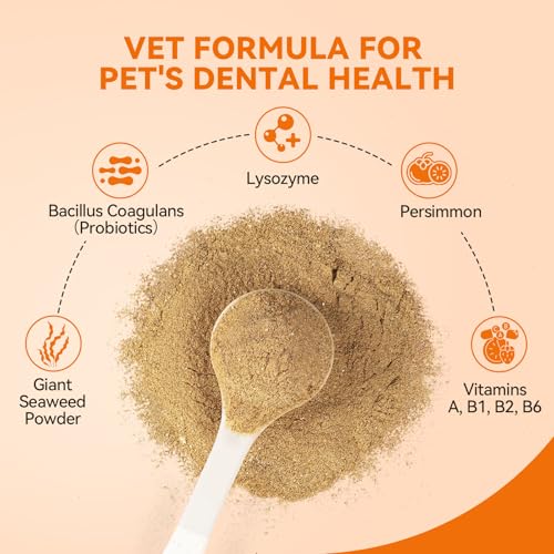 Image of PUAINTA Dog Teeth Cleaning Powder - Dental Powder for Dog Bad Breath Treatment Freshener - Dogs Plaque Off and Tartar Remover - Cat Dog Dental Care (3.17 Ounce (Pack of 1))