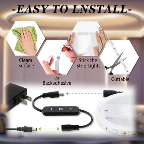 Image of 2 Set 10 Ft LED Strip Lights, 24V Dual White & Warm White LED Strip Light Kit, Tunable 3000K-6000K with Dimming & Color Temperature Adjustment for Bedroom, Mirror, Home Lighting