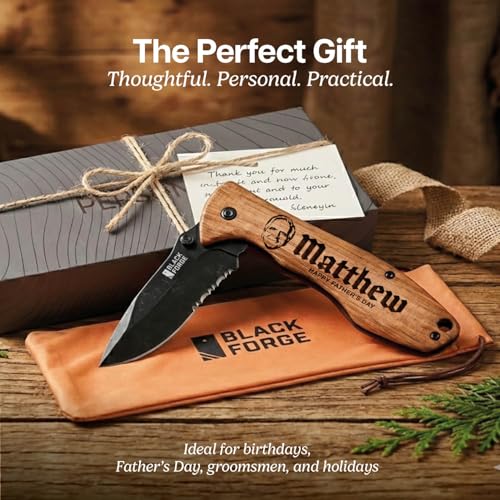 Custom Pocket Knife for Men - Portrait Engraved Wood Custom Gifts For Men - Image 3