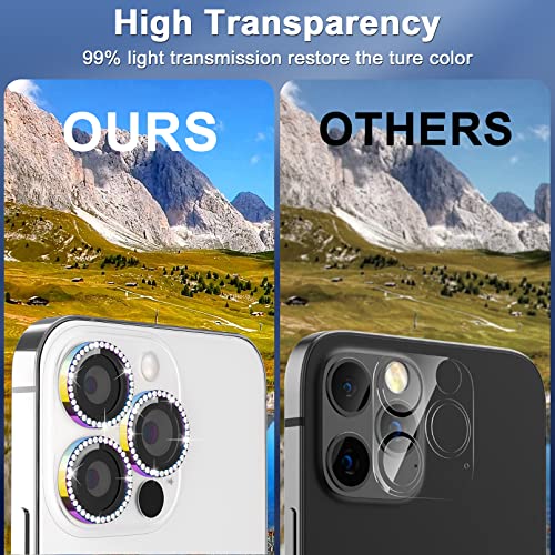 Design for iPhone 14 Pro 6.1/iPhone 14 Pro Max 6.7 Camera Lens Protector Bling,ICARERFAMILY Ultra HD Clear Tempered Glass Diamond Camera Lens Protection Cover - Image 4