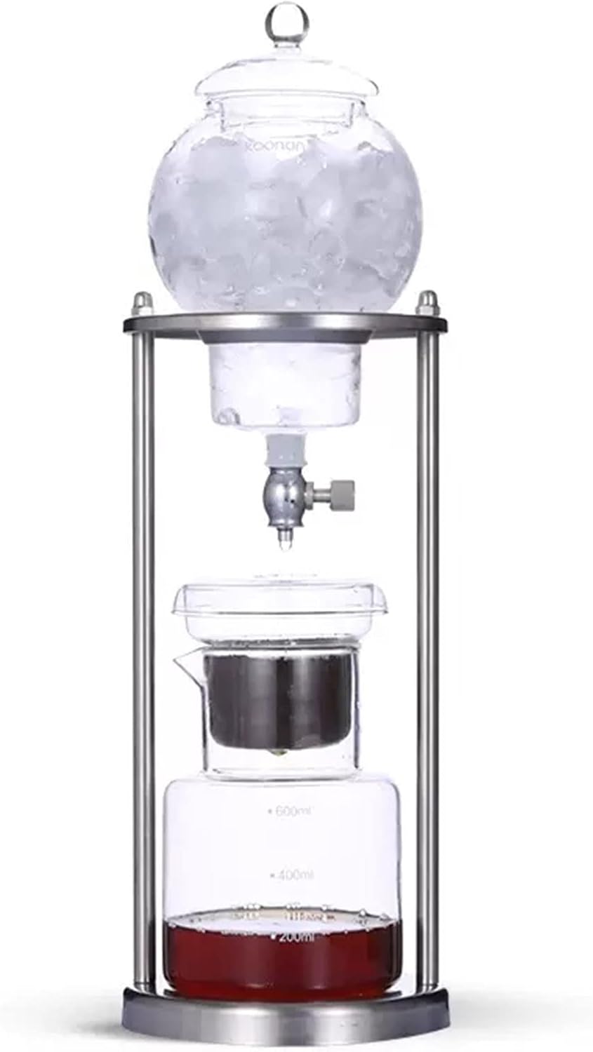 Cold Brew Drip Tower with Adjustable Water Flow,Cold Brew Drip Tower Coffee Maker - 600ml Stainless Steel & Glass, Iced Coffee Maker for Coffee Lovers, Perfect Gift for Home Baristas, Durabl