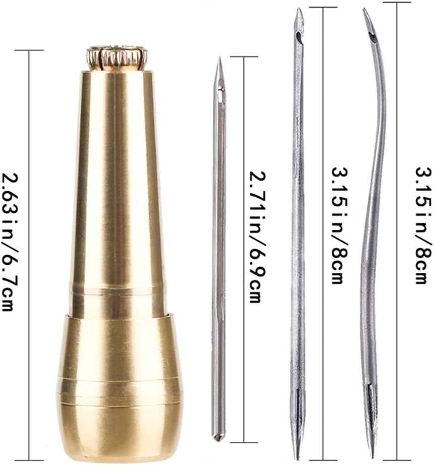4 Pieces Canvas Leather Sewing Awl Taper Stitcher With Metal Handle Hand Crochet Stitching Tent Shoes Repairing Tools