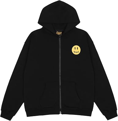 Amazon.com: MOUNSHET Drew House - Sudadera con capucha con cierre de  cremallera sonriente, casual, moda, hip hop, para hombres, mujeres y  parejas, Negro, L : Ropa, Zapatos y Joyería