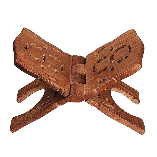 Rosewood Holy Book Stand | Wooden Book Holder for Quran, Bible, and Bhagavad Gita | 12 Inch, Brown, Pack of 1-image-28