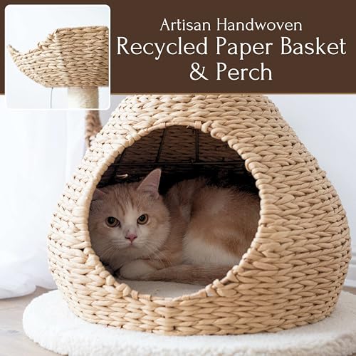 Casa para gato de cuerda de papel 2 niveles beige 18.5 pulg miniatura 6