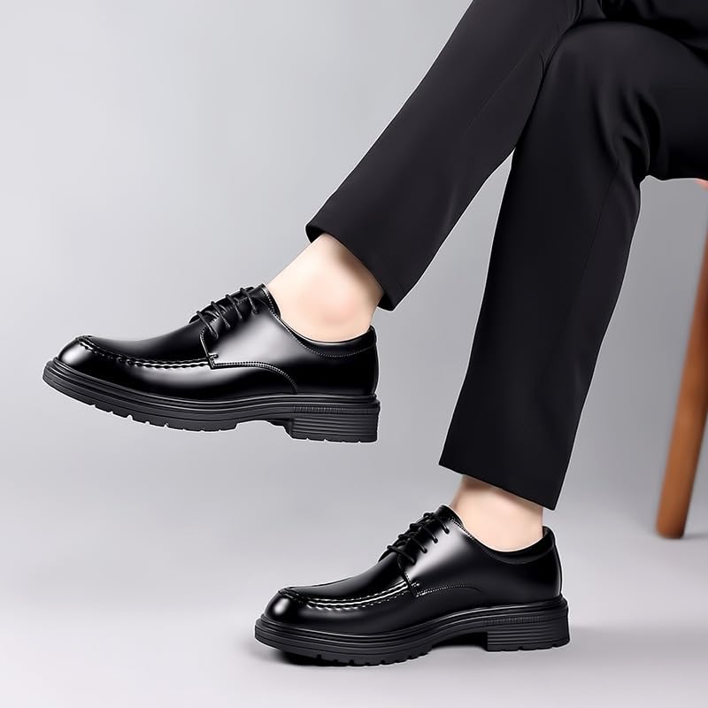 Men's Genuine Leather Platform Oxfords Shoes Fashion Classic Lace Up Dress Shoes Non Slip Casual Business Brogue4