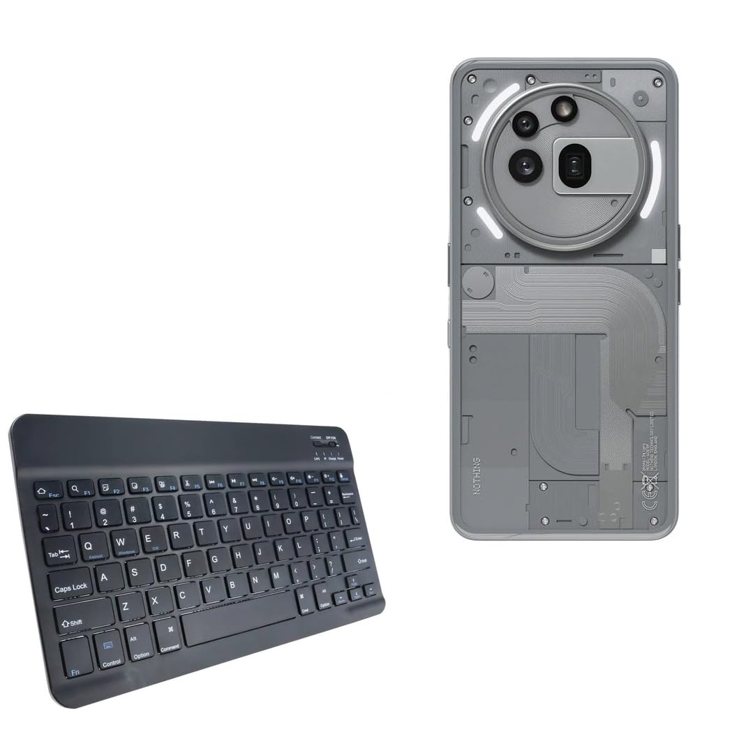 BoxWave Keyboard Compatible with Nothing Phone (3a) Pro - SlimKeys Bluetooth Keyboard, Portable Thin with Chiclet-Style Keys - Jet Black-image-23