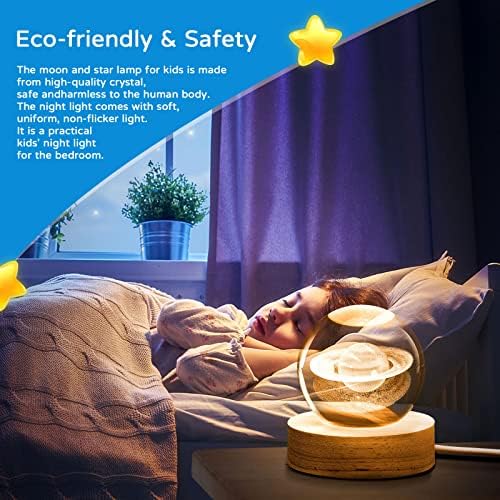 3D Crystal Ball Nightlight Decolamp Solar System Model Decor Science Astronomy Universe Cool Desk Present Space Gifts Decor, Saturn