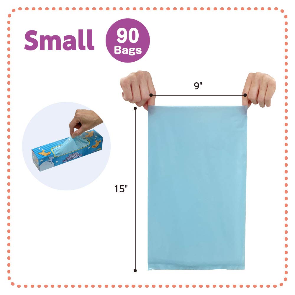 BOS Amazing Olor Sellador Bolsas para caca de perro, duraderas y sin perfume [Tamaño: S, Color: azul claro] (90 unidades, paquete de 2) (180 bolsas)