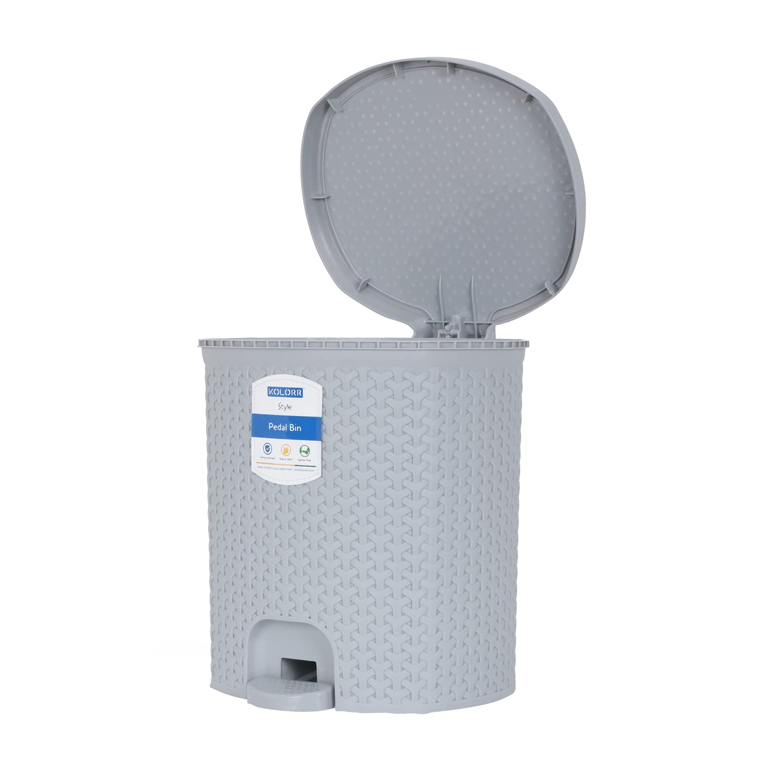 KOLORR Magnum Plastic Pedal Dustbin Medium Size Trash Can Garbage Waste Bin with Lid for Home Kitchen Office Bathroom & Washroom - 6 Liters (Daiso Grey)