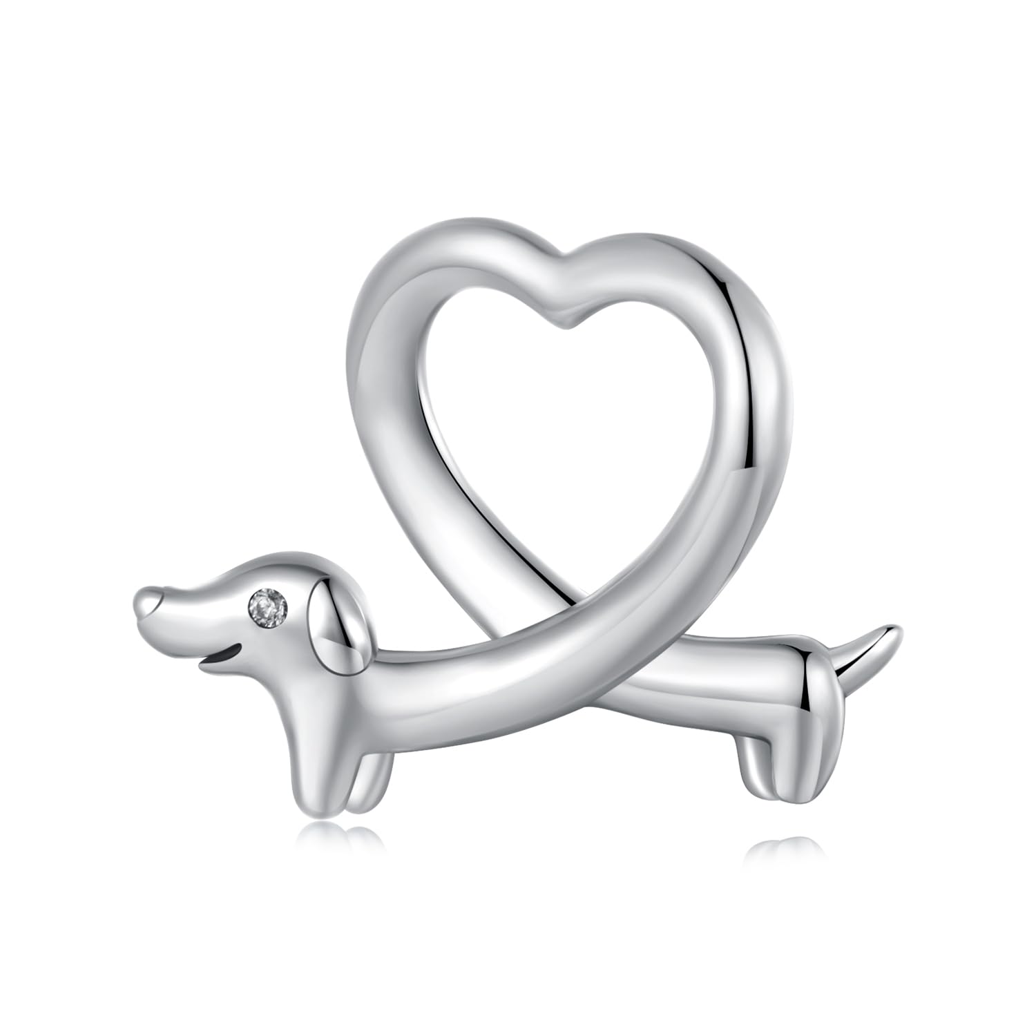 Abalorio de perro salchicha en plata 925 con zirconia para pulsera Pandora 8