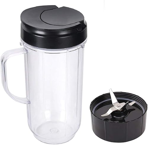 Joystar - Taza de repuesto con hoja y tapa abatible compatible con batidora Magic Bullet original MB 1001/MB