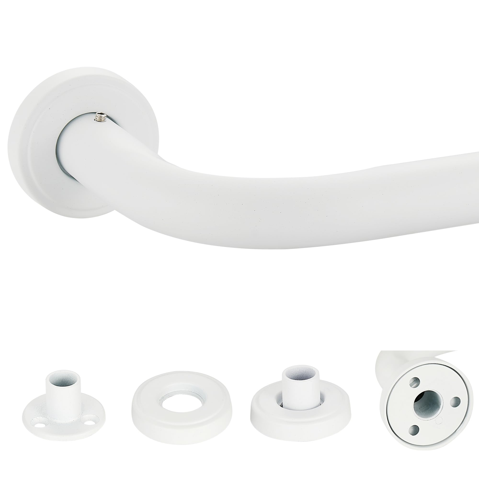 Mayrhyme Matte White Wrap Around Curtain Rod, 1 Inch Diameter, 28 to 56 Inch, Adjustable Blackout Curtain Rod with Zinc Alloy Finials and Aluminum Center Brackets