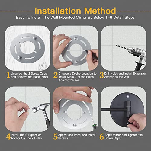 Sanawell Wall Mounted Makeup Mirror With Lights,8 Inches Double Sided 1X/10X Mirror With 3 Color Lights & Stepless Dimming,Touch Control 360°Rotation Vanity Mirror For Home Bathrom Shaving-Matte Black #TOP6