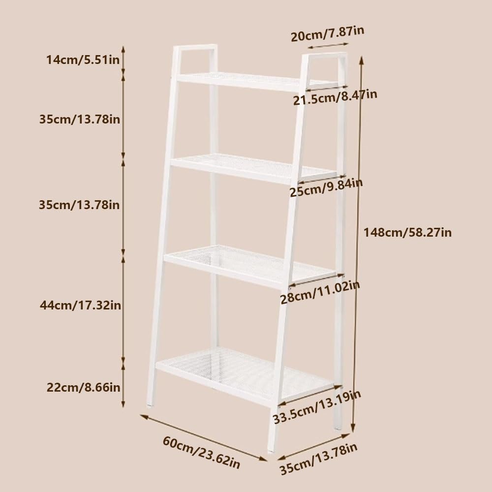 Libreria Scaffale a Scala in Metallo a 4 Livelli, scaffale da Bagno autoportante, Aperto salvaspazio a 3 Ripiani, a for Soggiorno, Camera Letto, Ufficio(Nero)