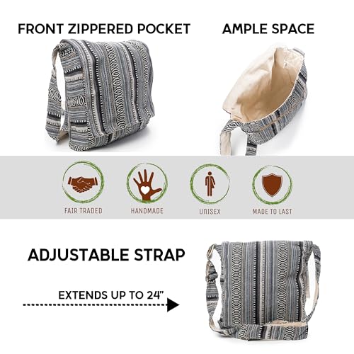 Core Hemp Crossbody Messenger Bag - Handmade In Nepal - Over-the-Shoulder Sling Bag - Unisex2