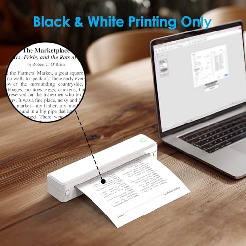 Image of KNAON Portable Thermal Printer, Bluetooth A4 Printer Wireless for Travel, Home, Office&School, White