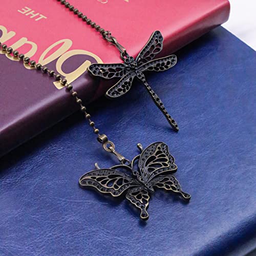 Dotlite Bronze Ceiling Fan Pull Chain Set,Decorative Fan Pull Chain Pendant Extension,12 Inches Lighting & Fan Beaded Ball Fan Pull Chain Extender With Connector,Dragonfly And Butterfly,2Pack (Bronze) #TOP2