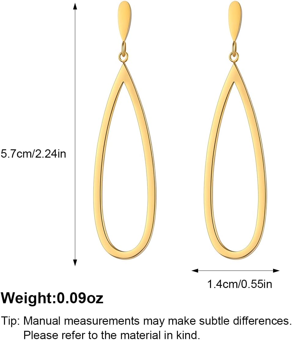 Black Gold Geometric Drop Dangle Earrings for Women Waterdrop Oval Circle Link Stainless Steel Dangle Earrings Trendy Jewelry Gifts for Women - Image 6